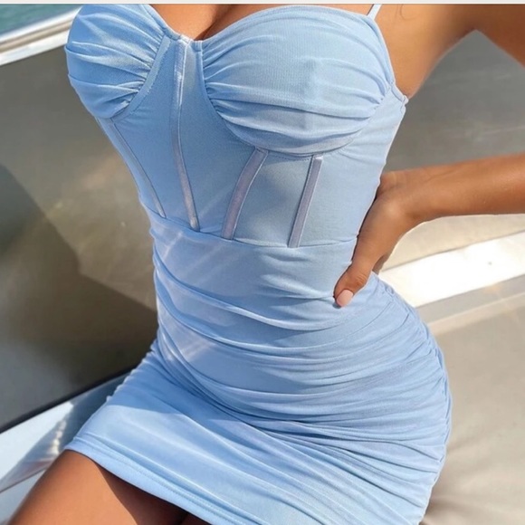 Tight form fitting Baby blue bodycon dress - Picture 2 of 3